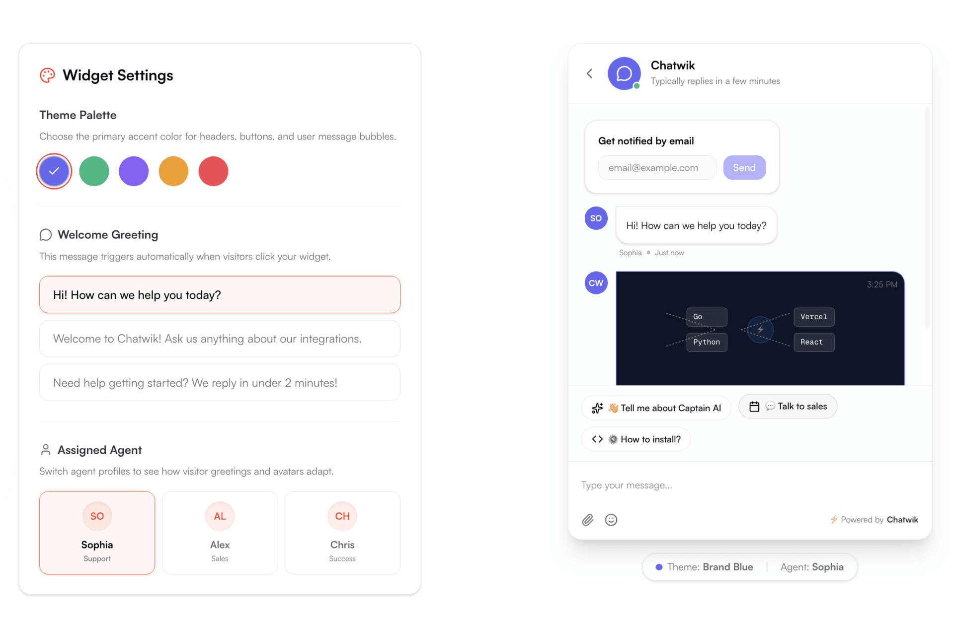 Chatwik Widget Settings and CRM Customization Controls
